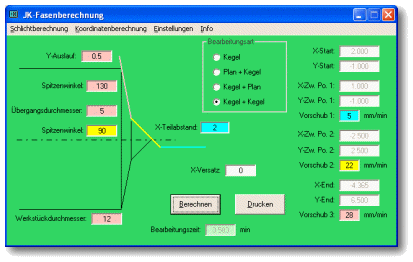 Fasenberechnungsprogramm f&uuml;r die CNC-Anfasmaschine